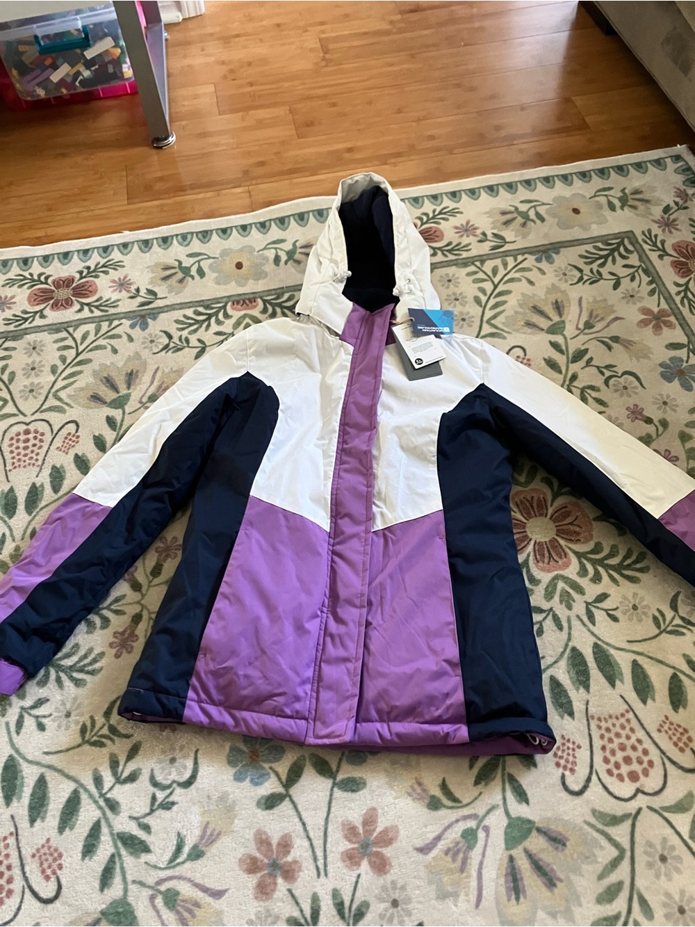 Moon Ski Jacket in White, Purple & Navy